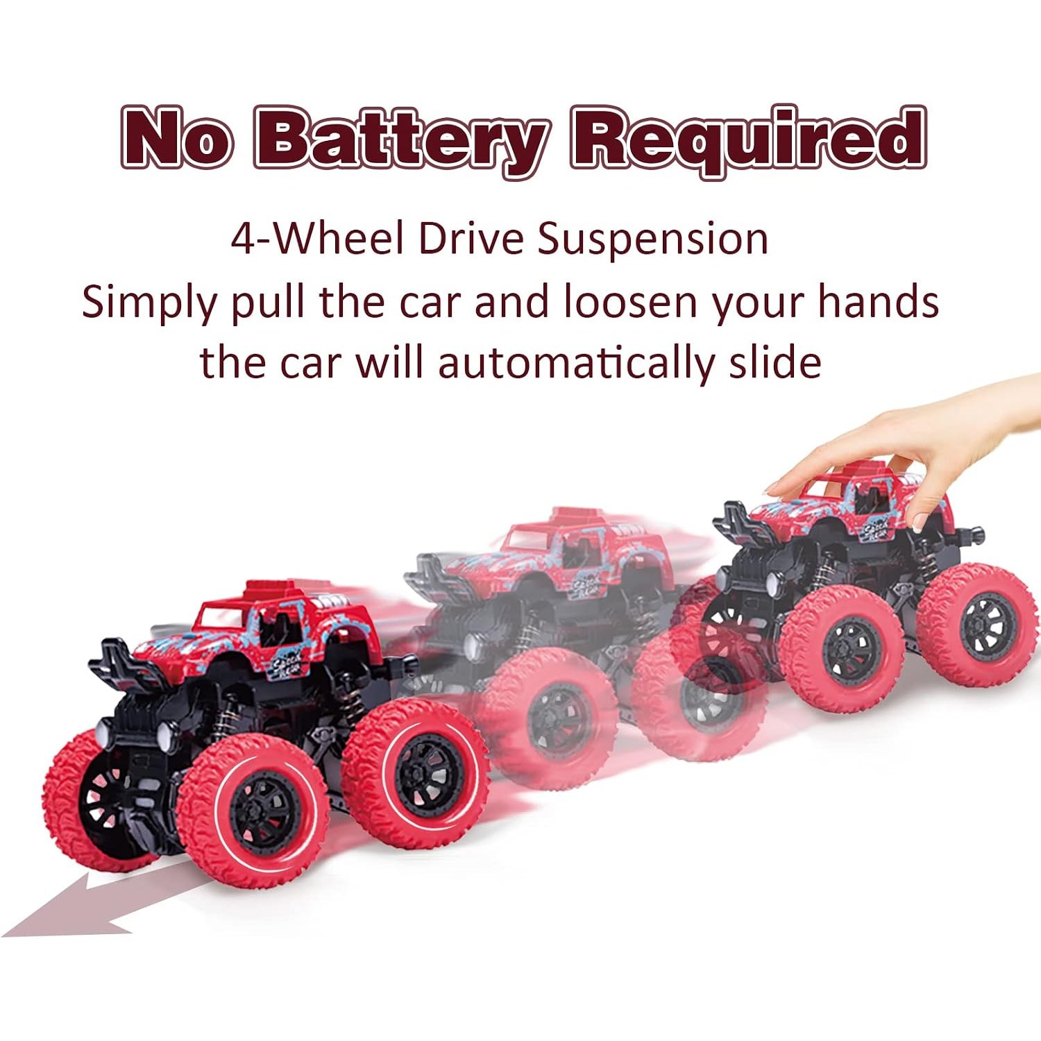 Friction Powered Monster Truck Toys 4 Pack