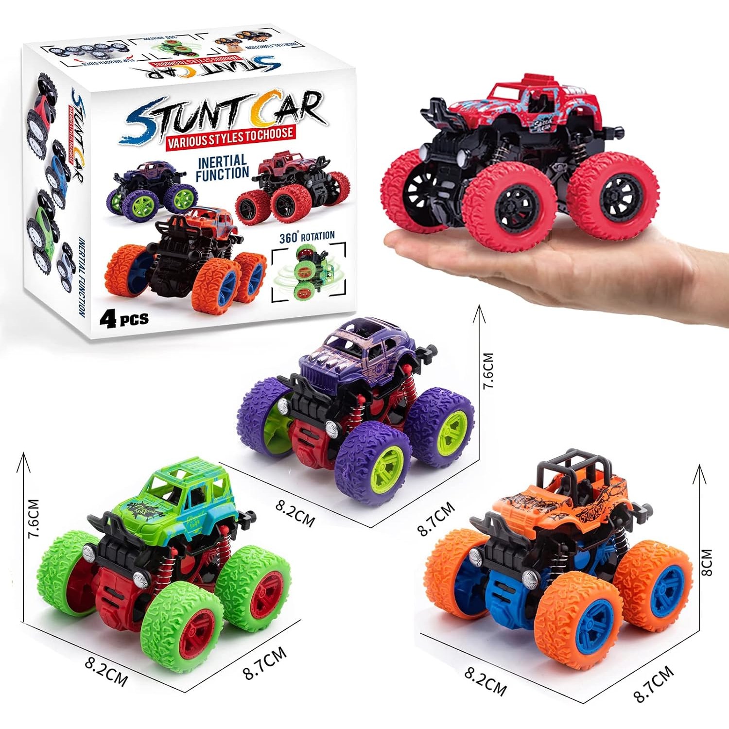 Friction Powered Monster Truck Toys 4 Pack