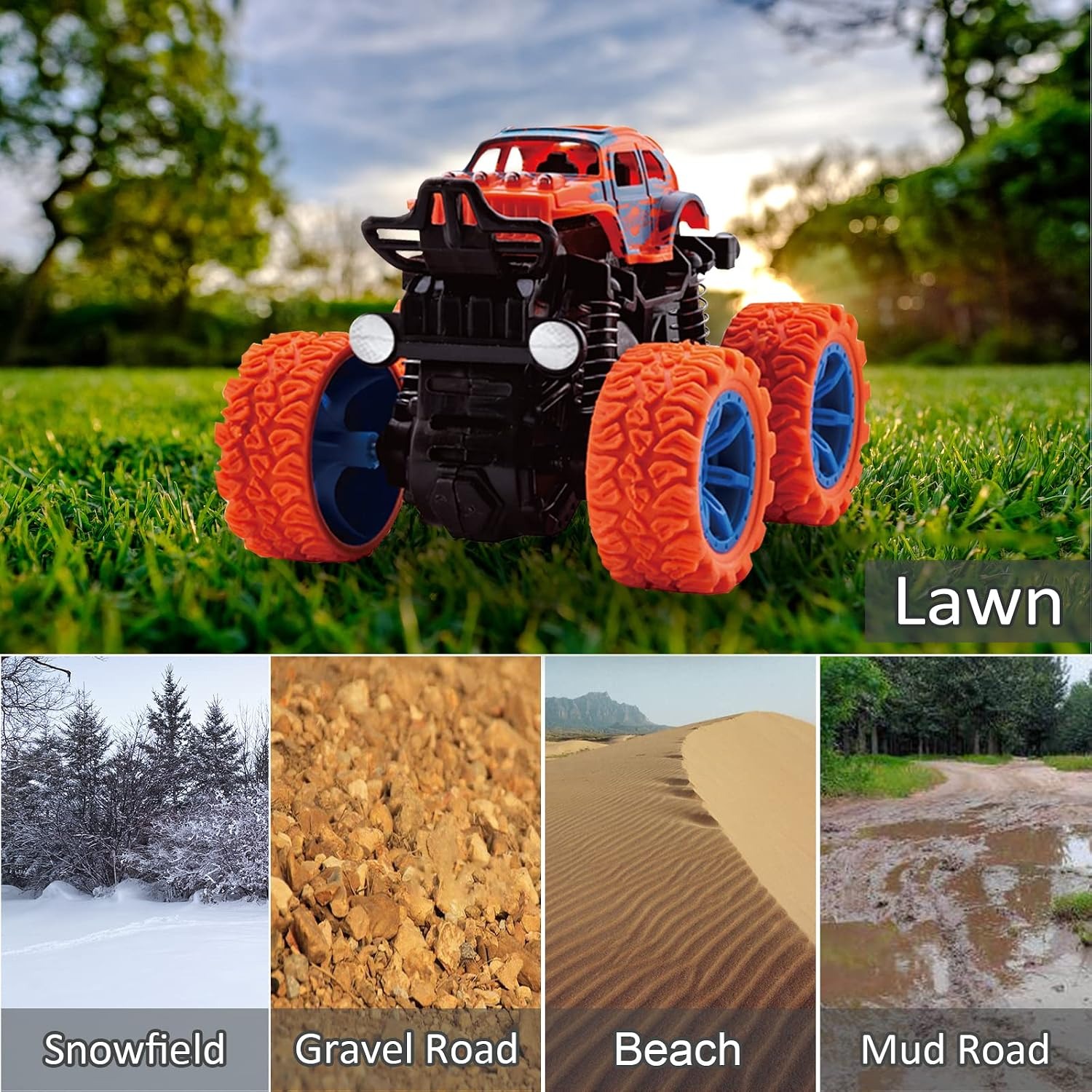 Friction Powered Monster Truck Toys 4 Pack