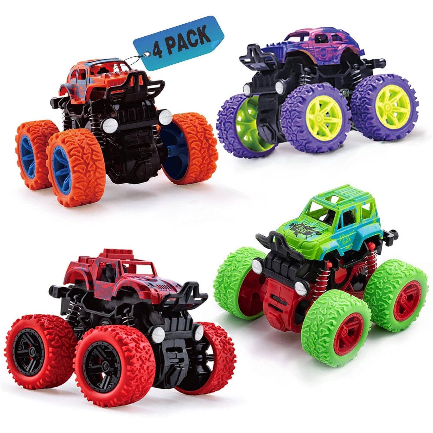 Friction Powered Monster Truck Toys 4 Pack