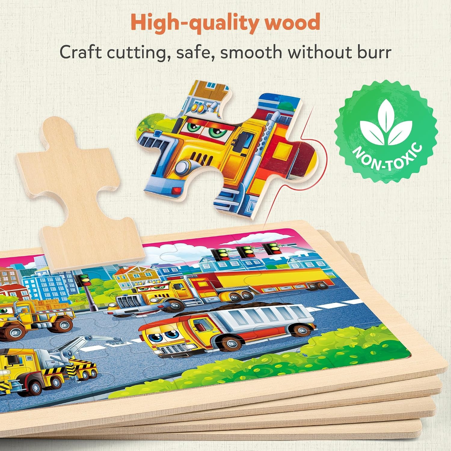 Wooden Construction Vehicle Puzzles Set of 4: image 4