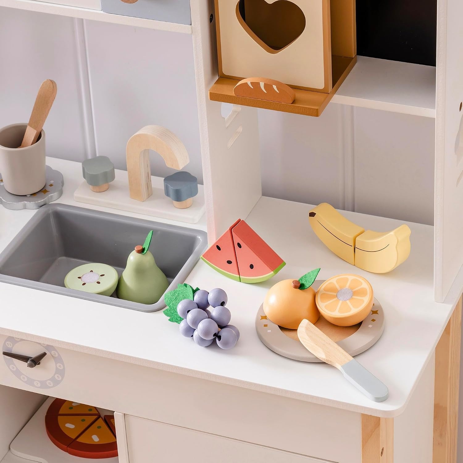 Wooden Cutting Fruit Set with Knife and Shopping Bag: image 4